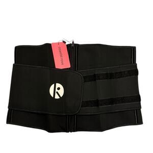 Coastal Rose Black Neoprene Zip Up Waist Trainer Size 3X